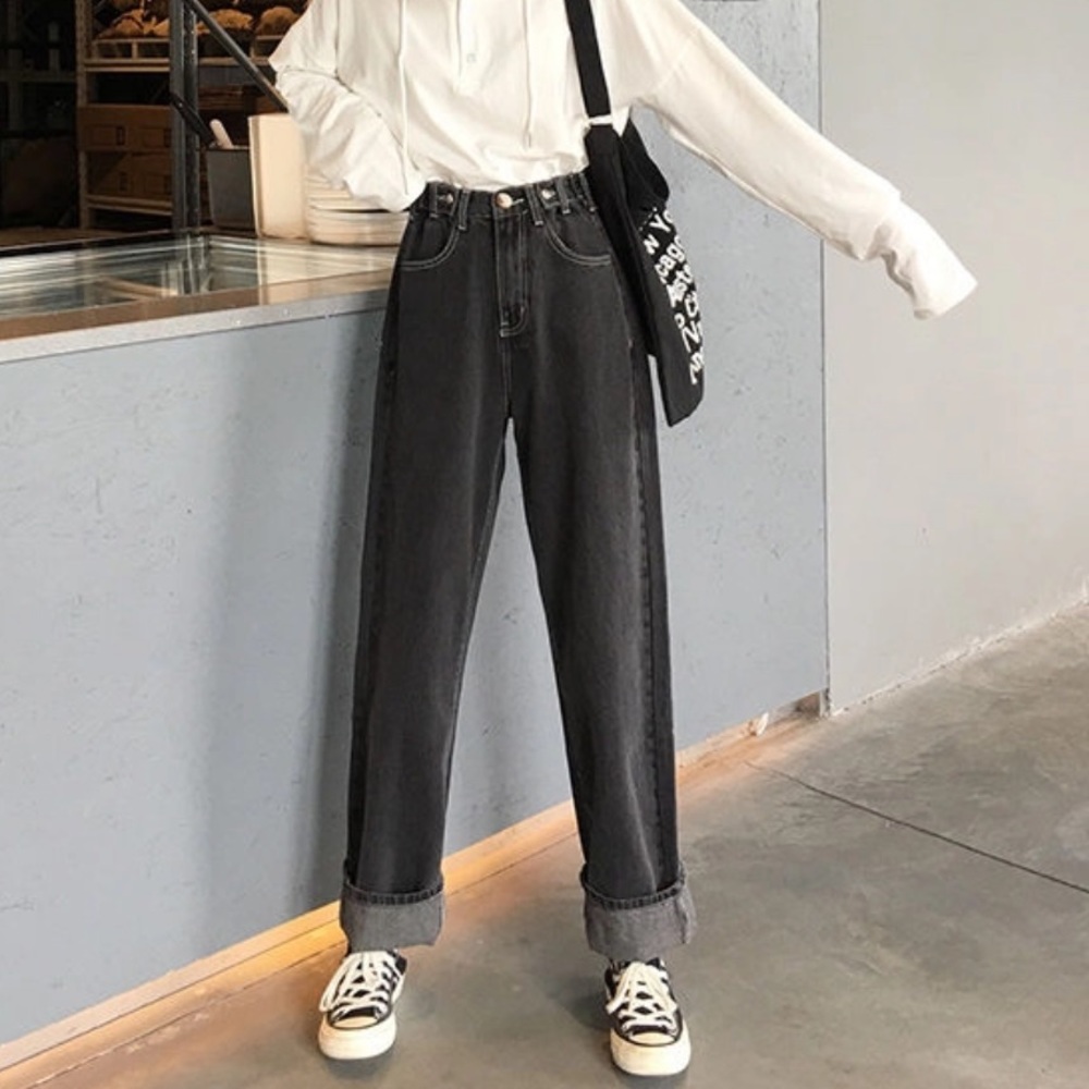 Whoosh - High-Waist Washed Loose Fit Jeans Charcoal Size L